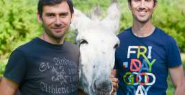 Christophe, Olivier and the donkeys of Vassivière